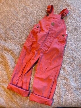 Carhartt Girls' pink Canvas Overalls with Front Pocket 4T